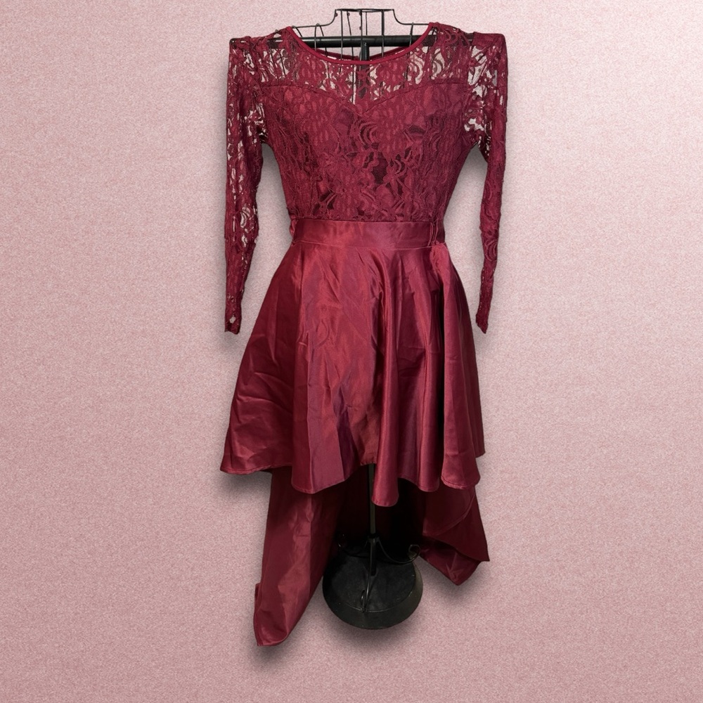 New size L Womens Lace Hi Low Party Dress